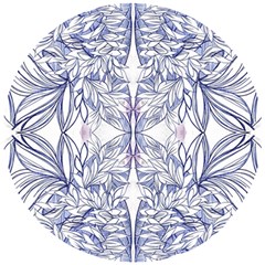 Blue Biro Patterns Wooden Puzzle Round by kaleidomarblingart