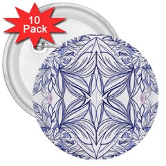 Blue Biro Repeats Iv 3  Buttons (10 Pack)  by kaleidomarblingart