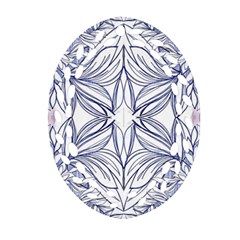 Blue Biro Repeats Iv Oval Filigree Ornament (two Sides) by kaleidomarblingart