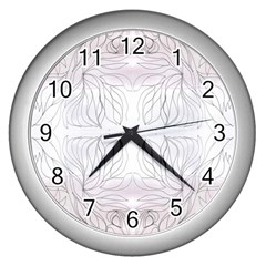 Inked Petals On Pink Wall Clock (silver) by kaleidomarblingart