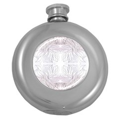 Inked Petals On Pink Round Hip Flask (5 Oz) by kaleidomarblingart