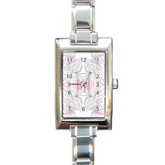 Line Drawing On Pink Rectangle Italian Charm Watch by kaleidomarblingart