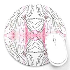 Line Drawing On Pink Round Mousepads by kaleidomarblingart