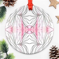 Line Drawing On Pink Ornament (round) by kaleidomarblingart