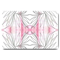 Line Drawing On Pink Large Doormat  by kaleidomarblingart