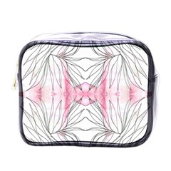 Line Drawing On Pink Mini Toiletries Bag (one Side) by kaleidomarblingart