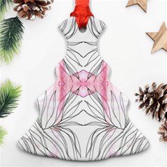 Line Drawing On Pink Christmas Tree Ornament (two Sides) by kaleidomarblingart