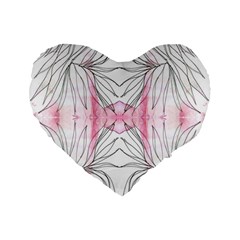 Line Drawing On Pink Standard 16  Premium Flano Heart Shape Cushions by kaleidomarblingart