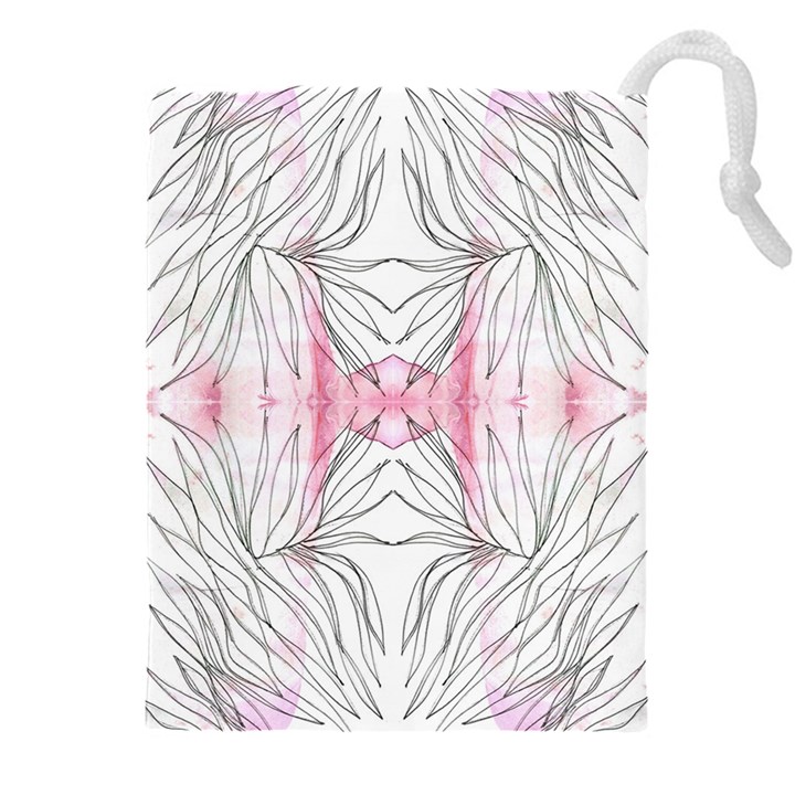 Line drawing on pink Drawstring Pouch (4XL)