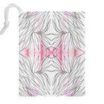 Line drawing on pink Drawstring Pouch (4XL) Back