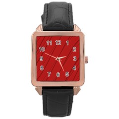 Print Cornell Red Pattern Design Rose Gold Leather Watch  by dflcprintsclothing