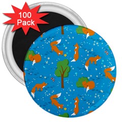 Red Fox In The Forest 3  Magnets (100 Pack) by SychEva