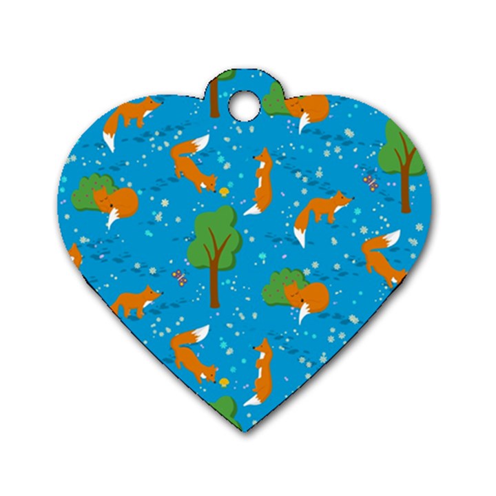 Red Fox In The Forest Dog Tag Heart (One Side)