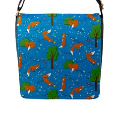 Red Fox In The Forest Flap Closure Messenger Bag (l) by SychEva