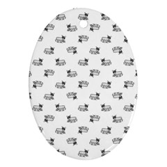 Funny Monster Feline Drawing Motif Pattern Ornament (oval) by dflcprintsclothing