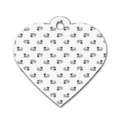 Funny Monster Feline Drawing Motif Pattern Dog Tag Heart (one Side) by dflcprintsclothing