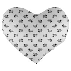 Funny Monster Feline Drawing Motif Pattern Large 19  Premium Flano Heart Shape Cushions