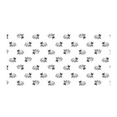 Funny Monster Feline Drawing Motif Pattern Satin Wrap