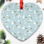 Funny And Funny Hares  And Rabbits In The Meadow Heart Ornament (Two Sides) Front