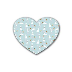 Funny And Funny Hares  And Rabbits In The Meadow Heart Coaster (4 Pack)  by SychEva