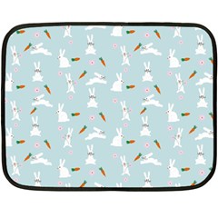 Funny And Funny Hares  And Rabbits In The Meadow Double Sided Fleece Blanket (mini)  by SychEva