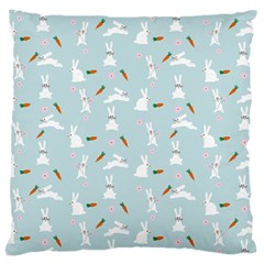 Funny And Funny Hares  And Rabbits In The Meadow Large Cushion Case (one Side) by SychEva