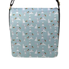 Funny And Funny Hares  And Rabbits In The Meadow Flap Closure Messenger Bag (l) by SychEva