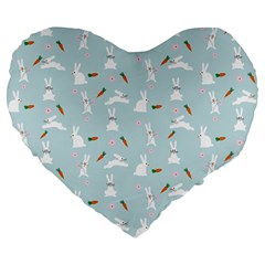 Funny And Funny Hares  And Rabbits In The Meadow Large 19  Premium Flano Heart Shape Cushions by SychEva