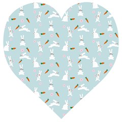 Funny And Funny Hares  And Rabbits In The Meadow Wooden Puzzle Heart by SychEva