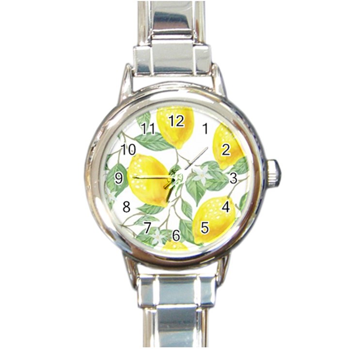 Vintage Lemons Round Italian Charm Watch