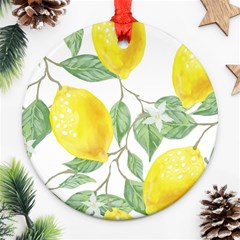 Vintage Lemons Round Ornament (two Sides)