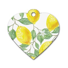 Vintage Lemons Dog Tag Heart (one Side)