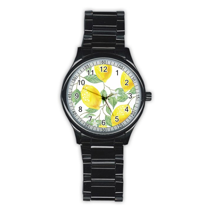 Vintage Lemons Stainless Steel Round Watch