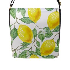 Vintage Lemons Flap Closure Messenger Bag (l)