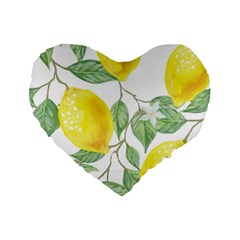 Vintage Lemons Standard 16  Premium Flano Heart Shape Cushions