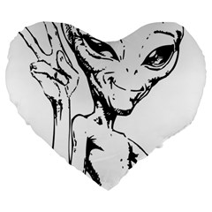 Paul Alien Large 19  Premium Heart Shape Cushions by KenArtShop