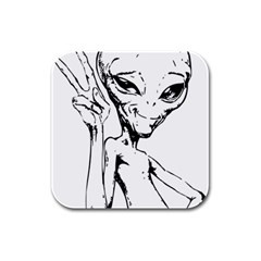 Paul Alien Rubber Square Coaster (4 Pack)  by KenArtShop