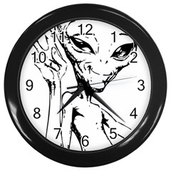 Paul Alien Wall Clock (black) by KenArtShop