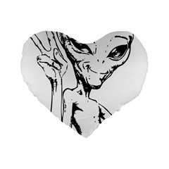 Paul Alien Standard 16  Premium Flano Heart Shape Cushions by KenArtShop