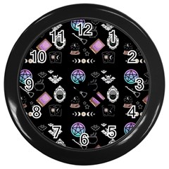 Witch Goth Pastel Pattern Wall Clock (black) by NerdySparkleGoth