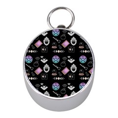 Witch Goth Pastel Pattern Mini Silver Compasses