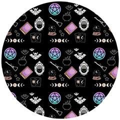 Witch Goth Pastel Pattern Wooden Puzzle Round by NerdySparkleGoth