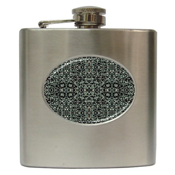 Initricate Ornate Abstract Print Hip Flask (6 oz)