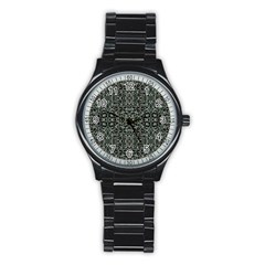 Initricate Ornate Abstract Print Stainless Steel Round Watch