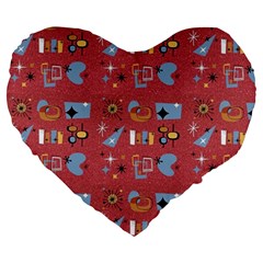 50s Small Print Large 19  Premium Heart Shape Cushions