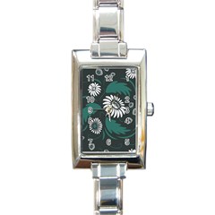 Folk Flowers Pattern Rectangle Italian Charm Watch by Eskimos