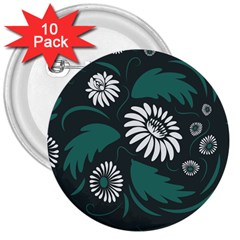 Folk Flowers Pattern 3  Buttons (10 Pack)  by Eskimos