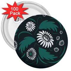 Folk Flowers Pattern 3  Buttons (100 Pack)  by Eskimos