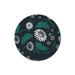 Folk Flowers Pattern Rubber Round Coaster (4 Pack)  by Eskimos