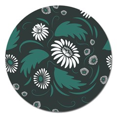 Folk Flowers Pattern Magnet 5  (round) by Eskimos